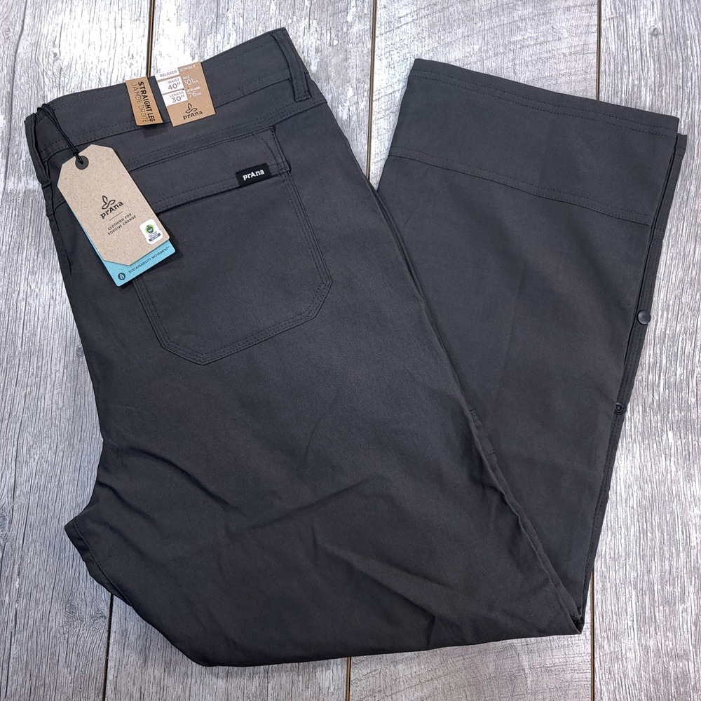 Prana Stretch Zion Pants Men 40x30 Gray Relaxed Fit Straight Leg Cargo Outdoor